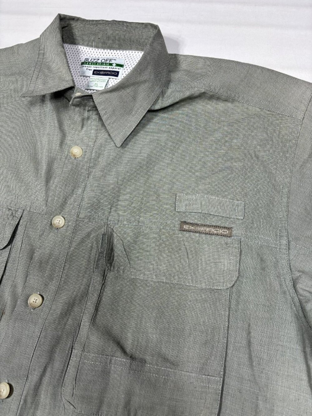 ExOfficio Buzz Off Insect Shield Repellent Green Long SleeveButton Shirt Mens XL - Picture 5 of 9